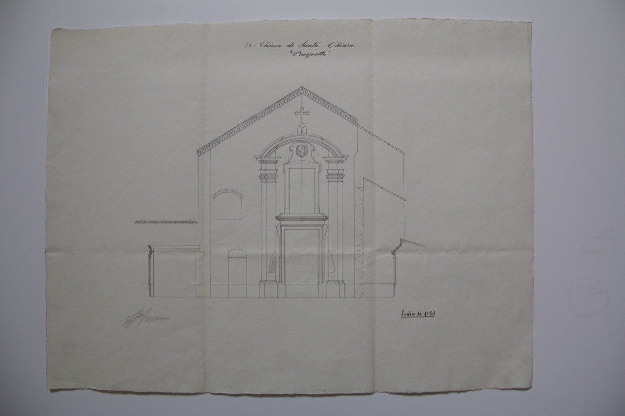 disegno architettonico, Prospetto della Chiesa di Santa Chiara di Ravenna di Azzaroni, Alessandro (XIX-XX)