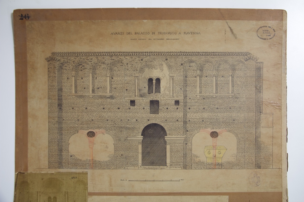 disegno architettonico, Rilievi del prospetto del palazzo di Teodorico di Ravenna di Anonimo italiano (XIX)