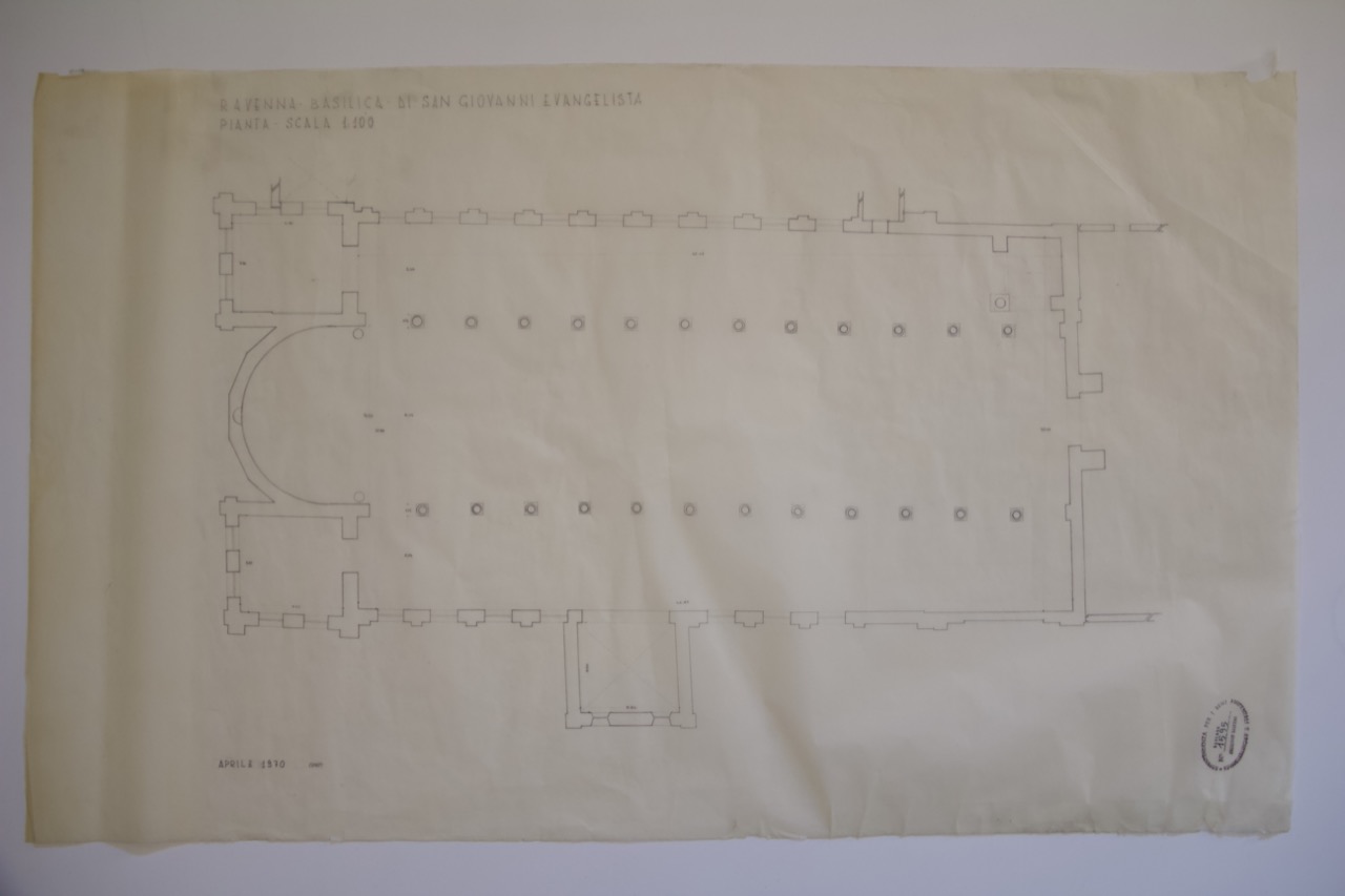 disegno architettonico, Pianta della basilica di San Giovanni Evangelista di Ravenna di Anonimo italiano (XX)