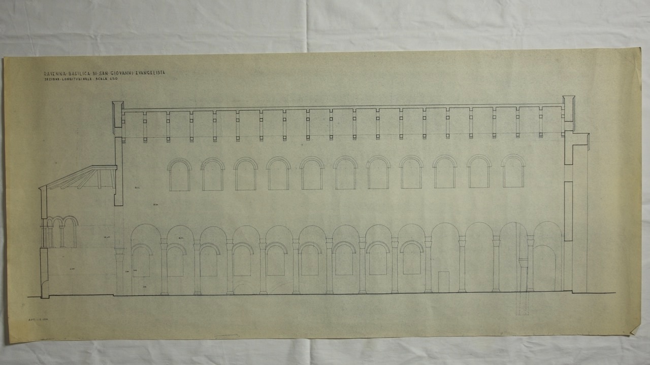 stampa fotomeccanica, Sezione longitudinale della basilica di San Giovanni Evangelista di Ravenna di Anonimo italiano (XX)
