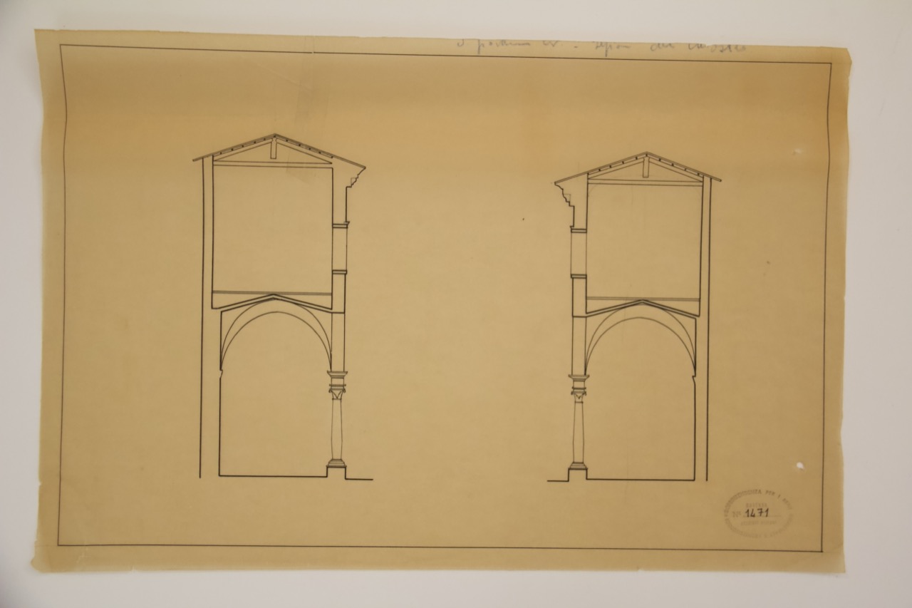 disegno architettonico, Sezione del chiostro della basilica di San Giovanni Evangelista di Ravenna di Anonimo italiano (XX)