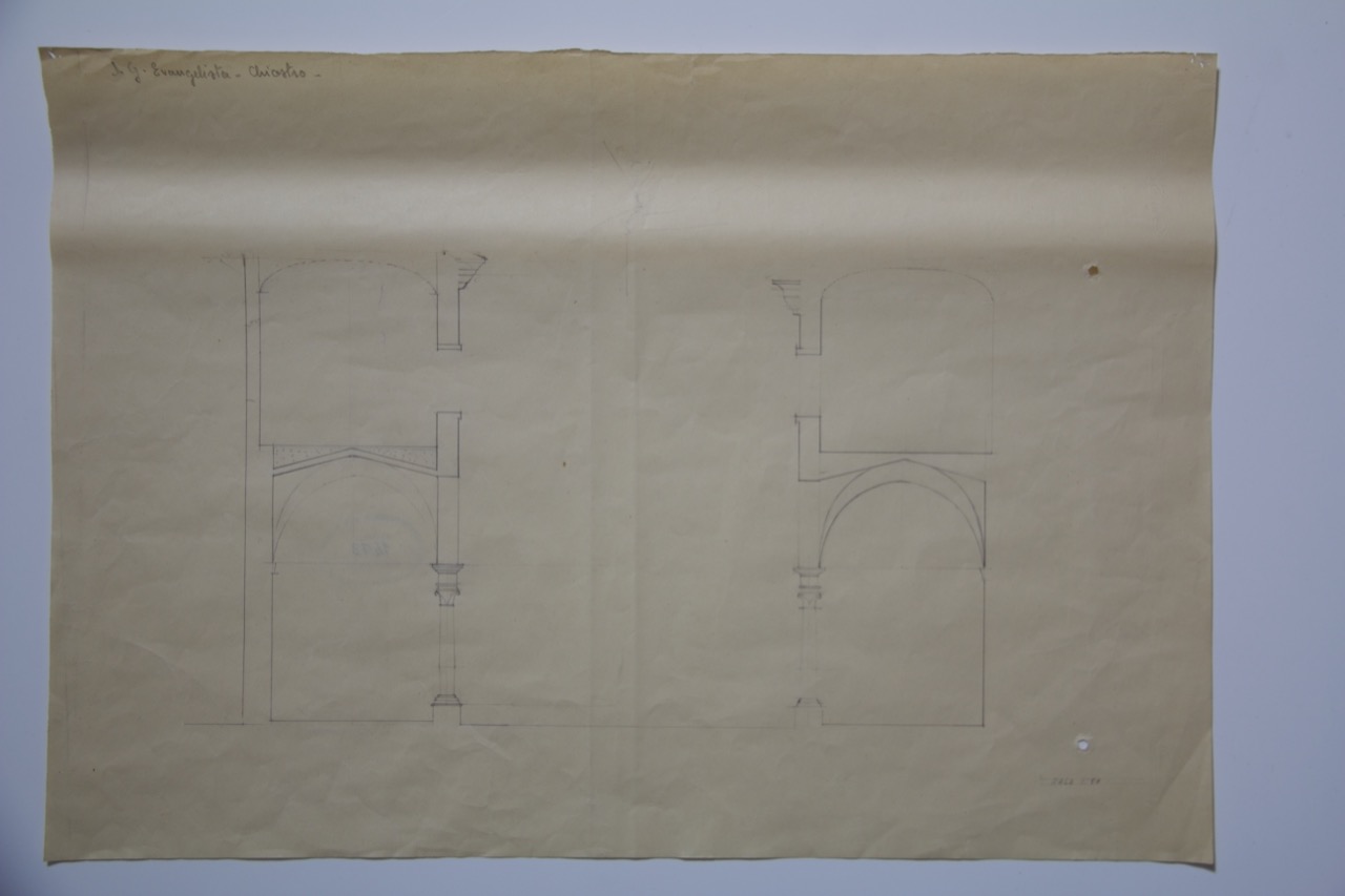 disegno architettonico, Chiostro della basilica di San Giovanni Evangelista di Ravenna di Anonimo italiano (XX)