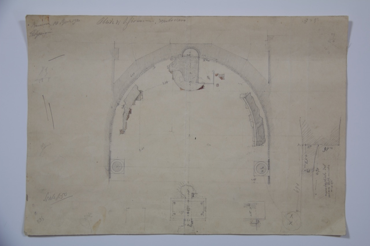 disegno architettonico, Planimetria dell' abside della basilica di San Giovanni Evangelista di Ravenna di Azzaroni, Alessandro (XX)