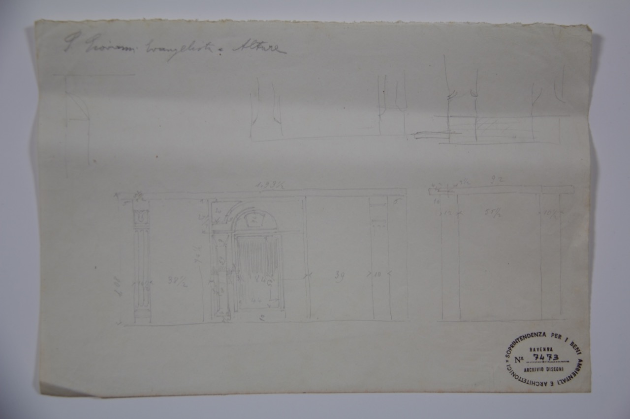 disegno architettonico, Rilievi dell'altare della basilica di San Giovanni Evangelista di Ravenna di Azzaroni, Alessandro (XX)