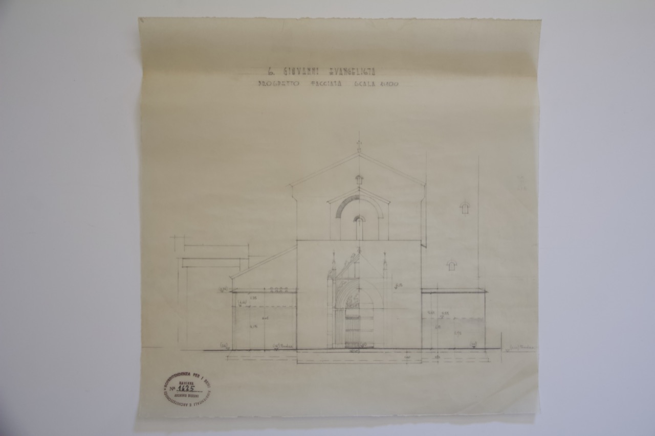 disegno architettonico, Prospetto della facciata della basilica di San Giovanni Evangelista di Ravenna di Anonimo italiano (XX)