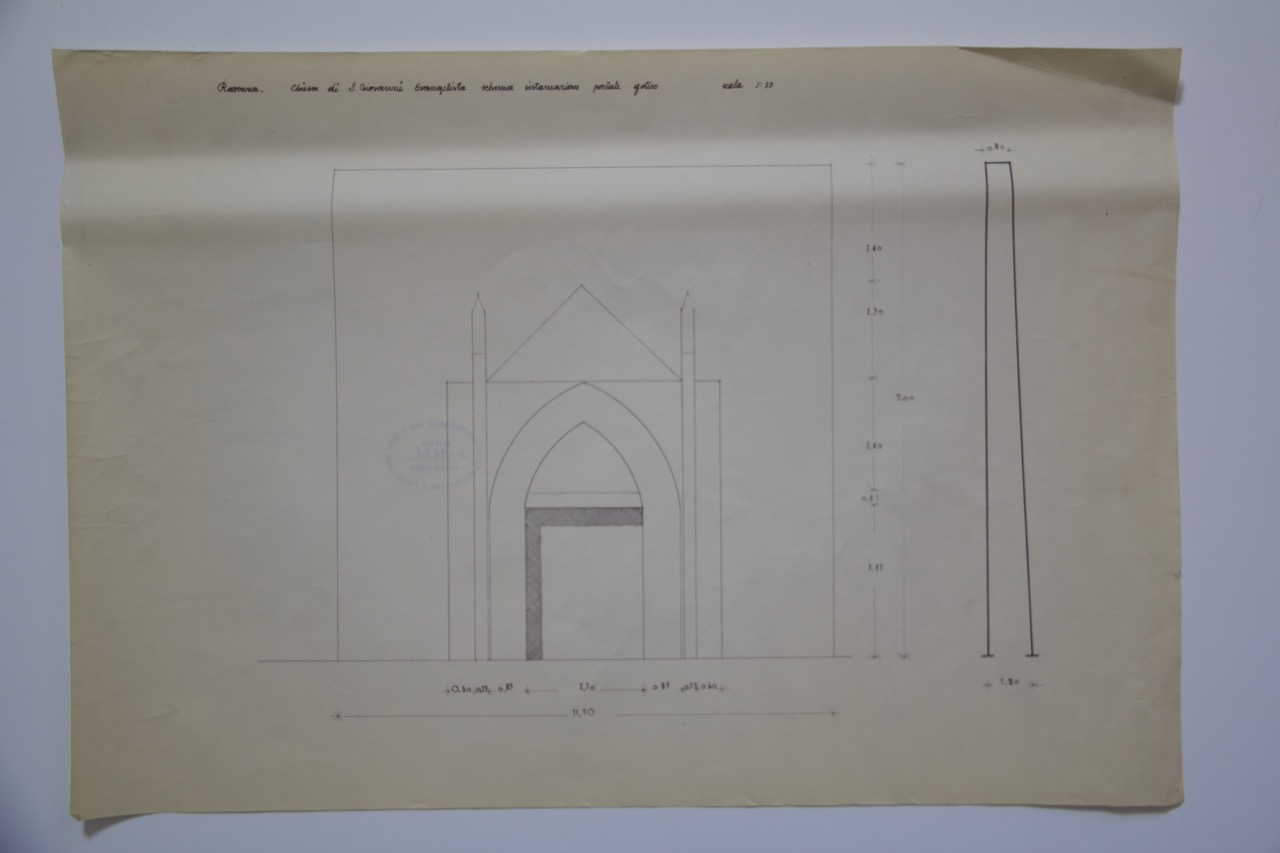 stampa fotomeccanica, Schema della sistemazione del portale della basilica di San Giovanni Evangelista di Ravenna di Anonimo italiano (XX)