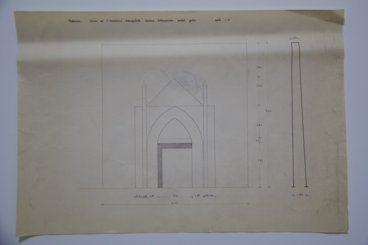 stampa fotomeccanica, Schema della sistemazione del portale della basilica di San Giovanni Evangelista di Ravenna di Anonimo italiano (XX)