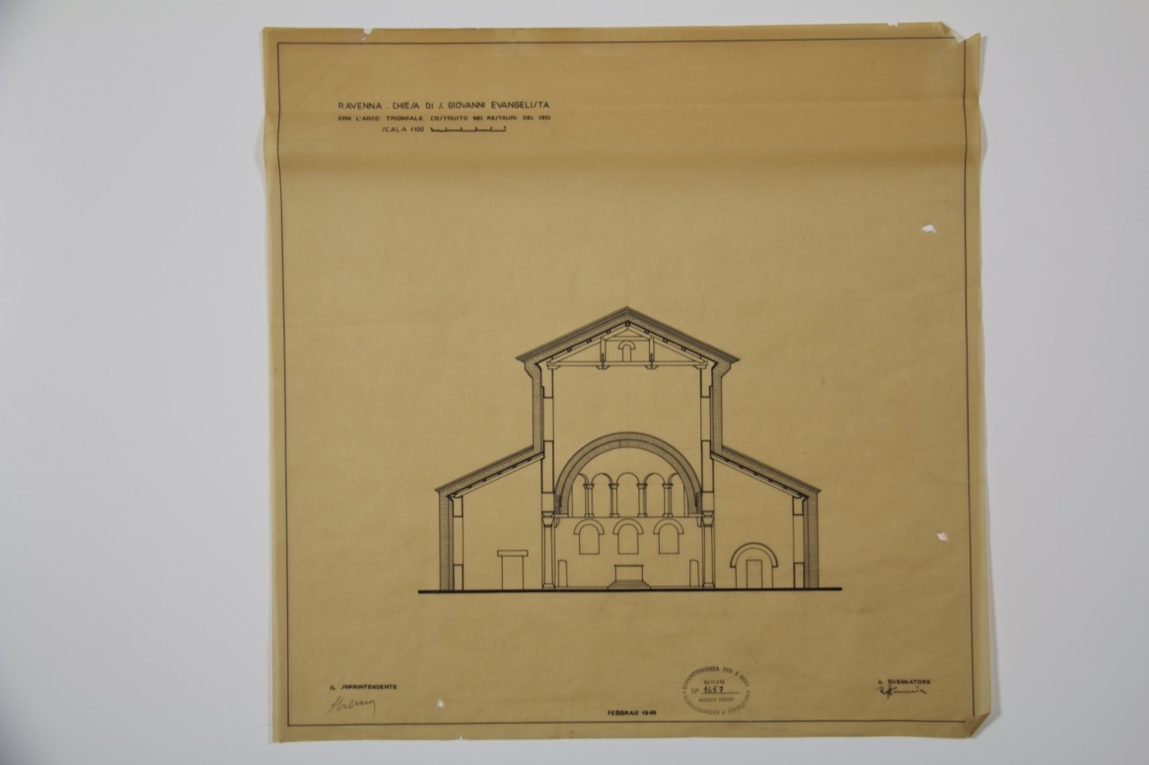 disegno architettonico, Arco trionfale della basilica di San Giovanni Evangelista di Ravenna di Strumia, Renzo (XX)