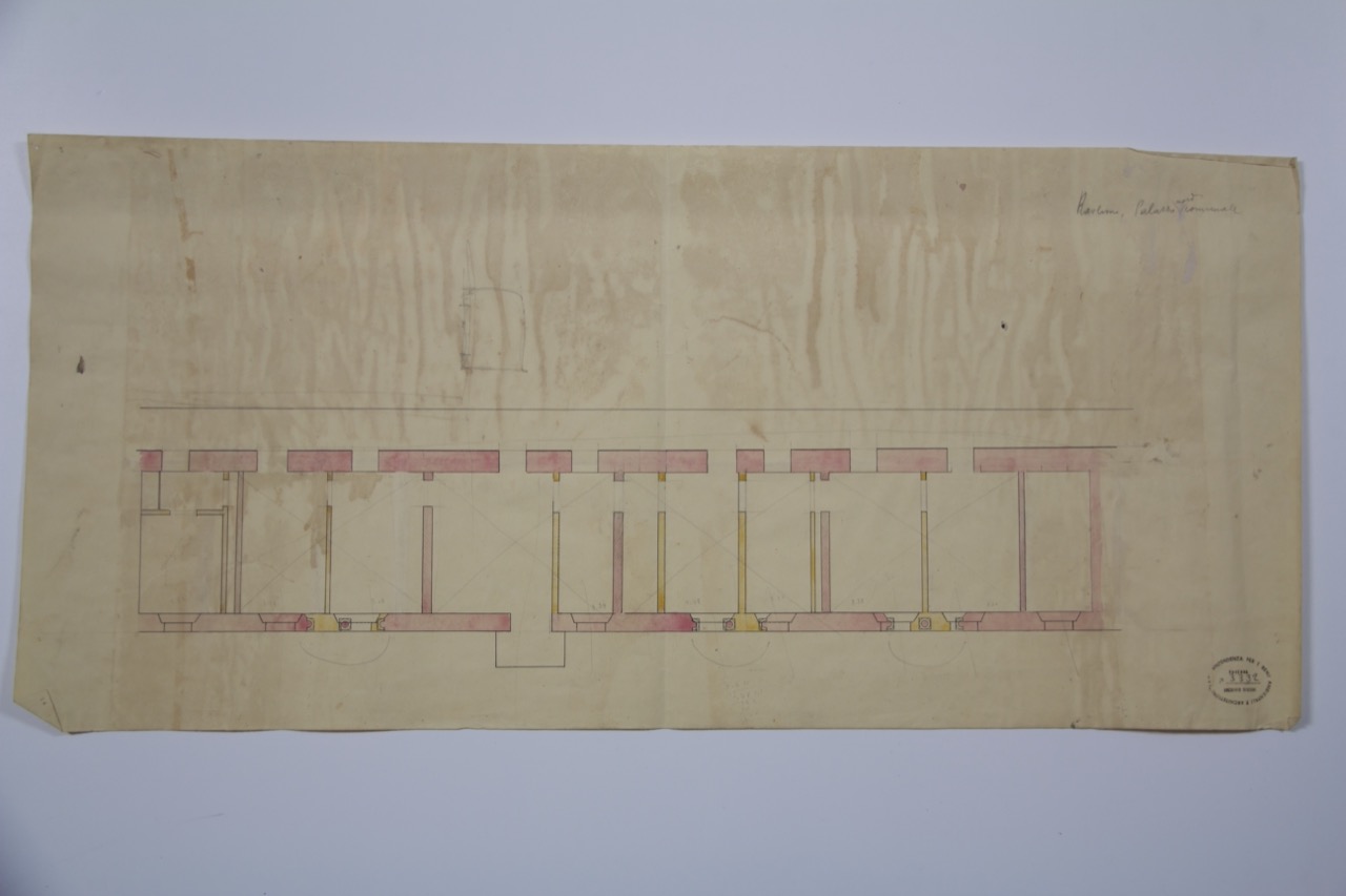 disegno architettonico, Pianta dell'ala nord del Palazzo Comunale di Ravenna di Anonimo italiano (XX)