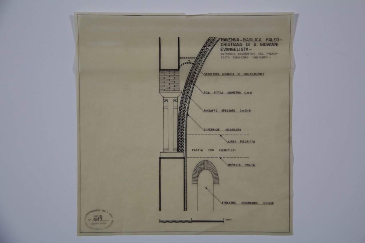 disegno architettonico, Dettaglio del semicatino della basilica di San Giovanni Evangelista di Ravenna di Anonimo italiano (XX)