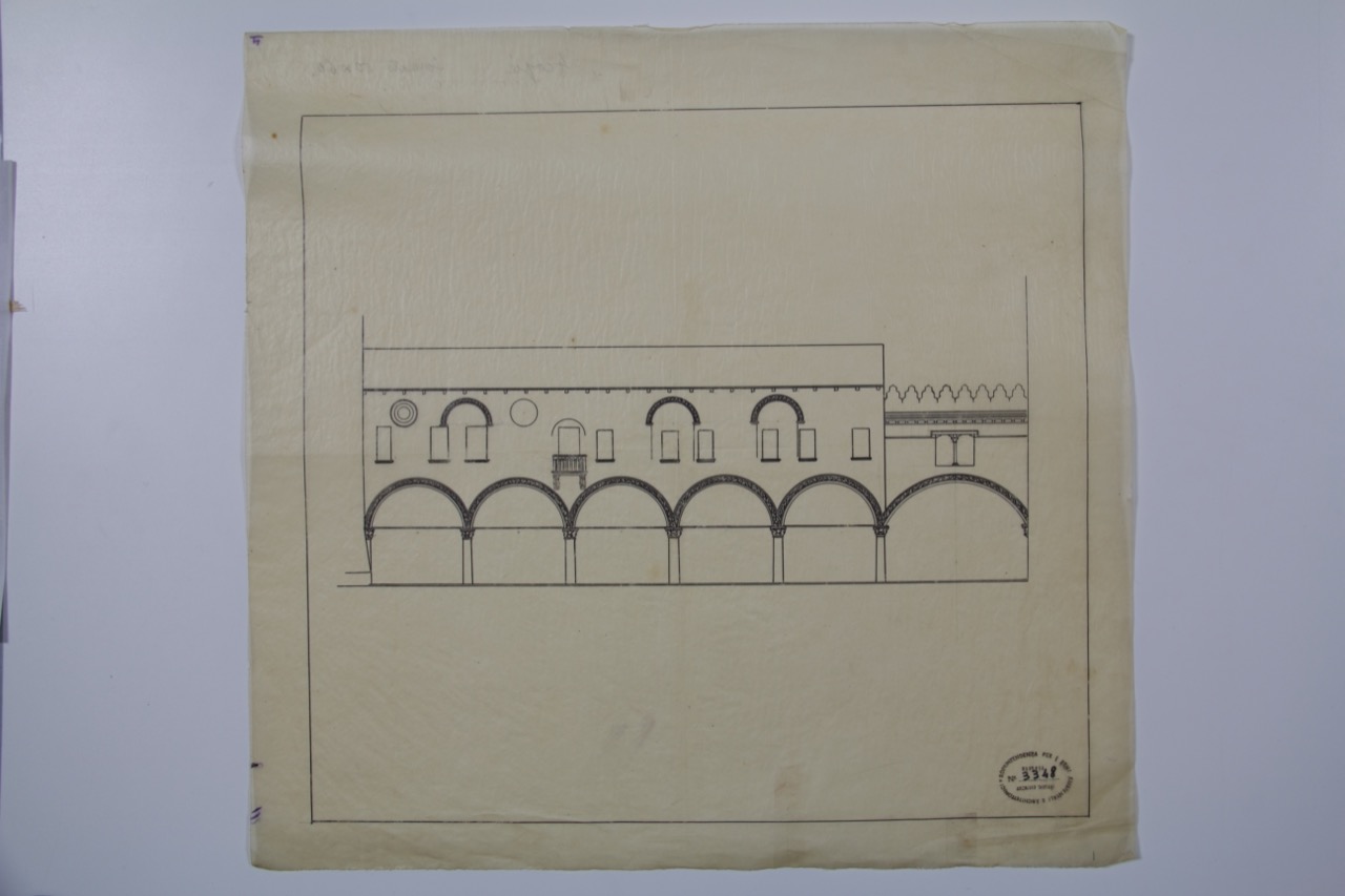 disegno architettonico, Portico e facciata verso piazza del Popolo del Palazzo Comunale di Ravenna di Anonimo italiano (XX)