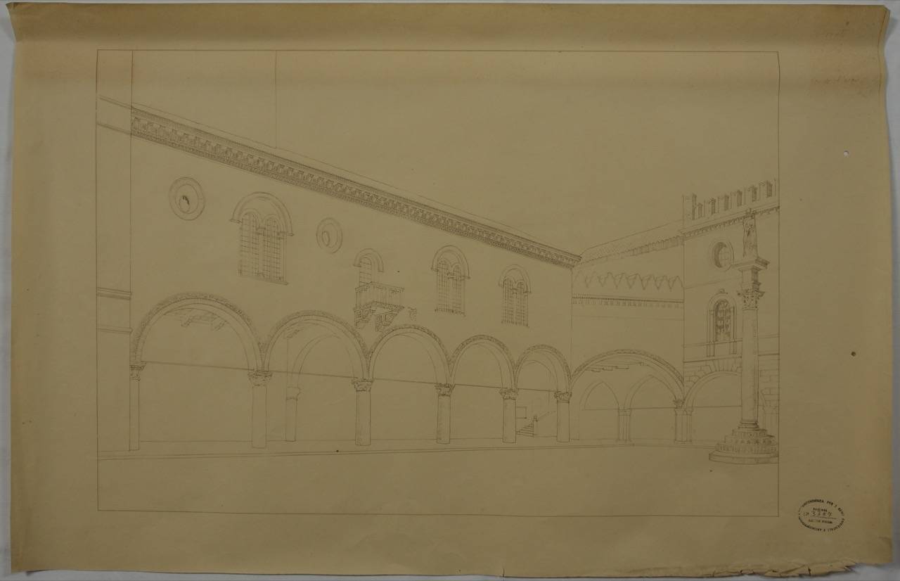 stampa fotomeccanica, Veduta prospettica del Palazzo Comunale di Ravenna e Piazza del Popolo di Anonimo italiano (XX)