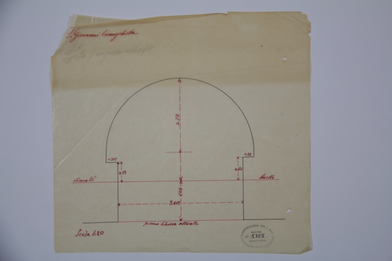 disegno architettonico, Arco trionfale della basilica di San Giovanni Evangelista di Ravenna di Anonimo italiano (XX)