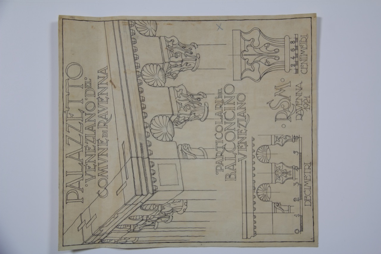 disegno architettonico, Balcone del Palazzo Comunale di Ravenna di Anonimo italiano (XX)