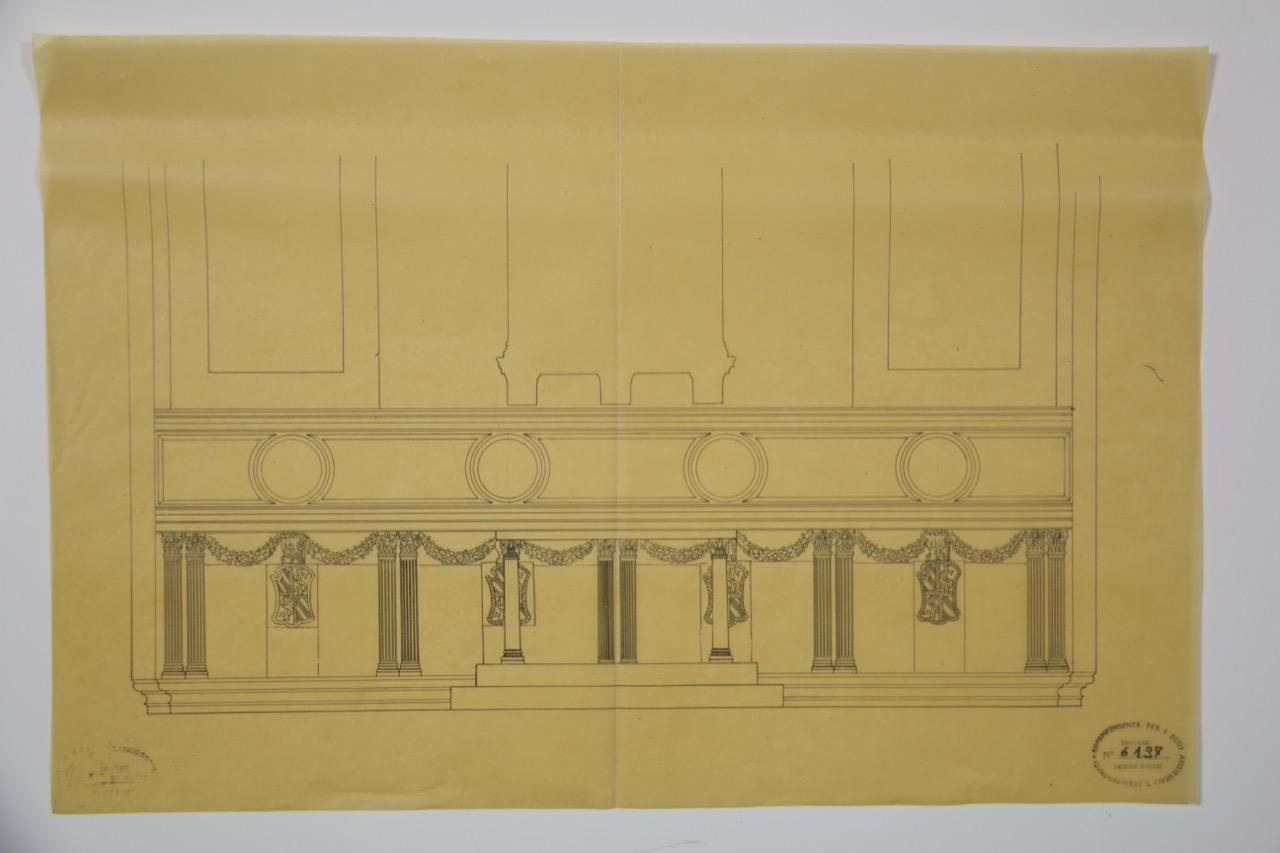 disegno architettonico, Rimini, Tempio Malatestiano, prospetto dell'altare di Anonimo italiano (XX)