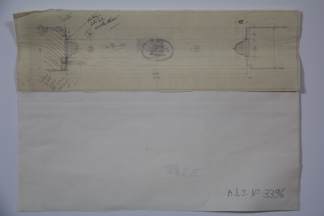 disegno architettonico, Pianta della bifora del Palazzo Comunale di Ravenna di Anonimo italiano (XX)