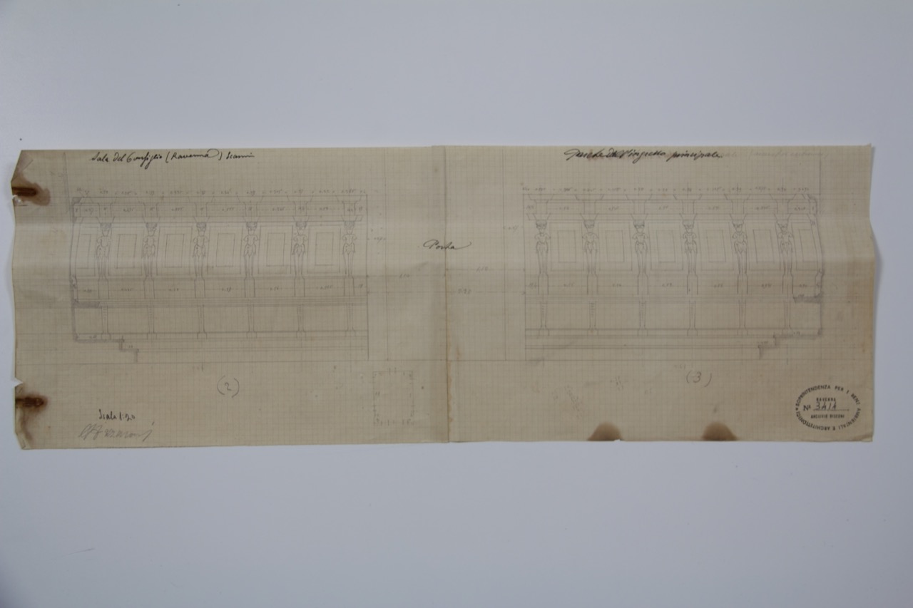 disegno architettonico, Scanni della Sala del Consiglio del Palazzo Comunale di Ravenna di Azzaroni, Alessandro (XX)