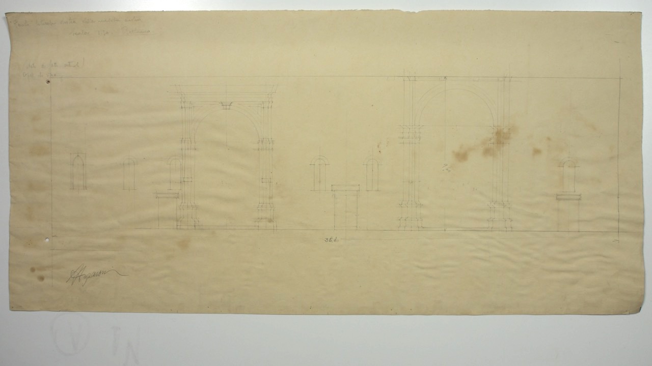 disegno architettonico, Parte laterale destra della navata destra della basilica di San Francesco di Ravenna di Azzaroni, Alessandro (XX)