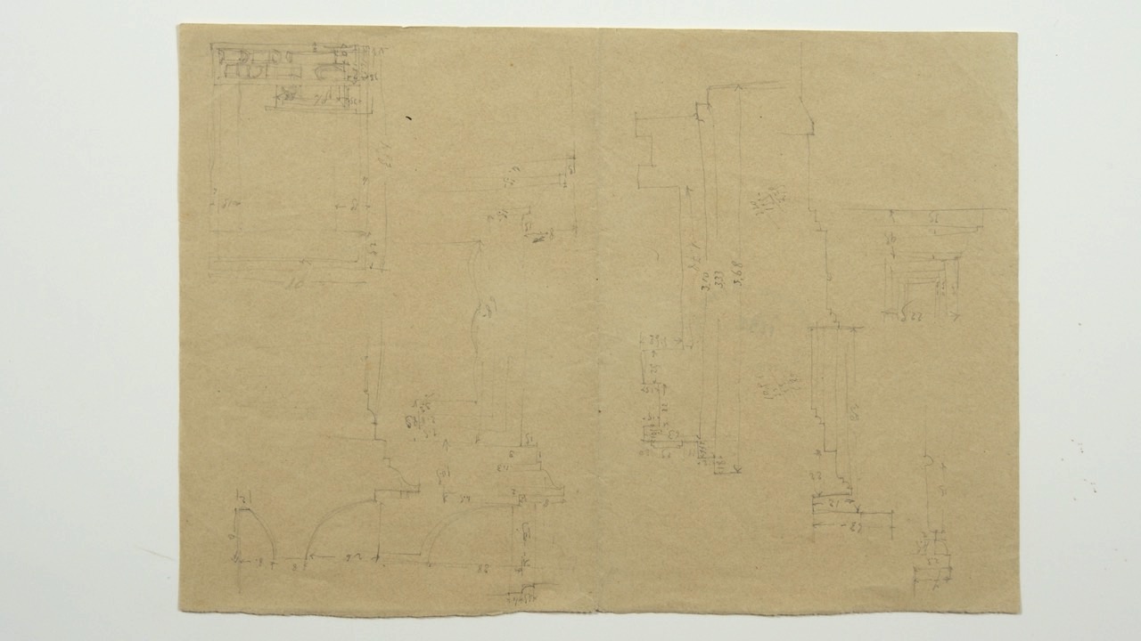 disegno architettonico, Rilievo delle modanature dell'altare della basilica di San Francesco di Ravenna di Anonimo italiano (XX)