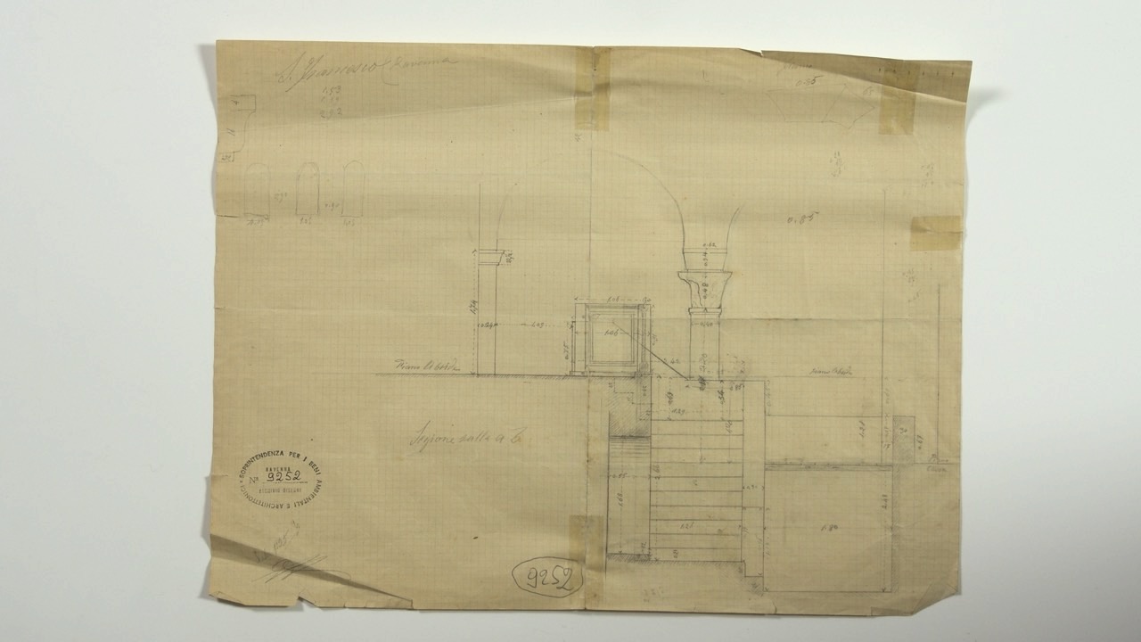 disegno architettonico, Rilievo della zona presbiteriale della basilica di San Francesco di Ravenna di Azzaroni, Alessandro (XX)