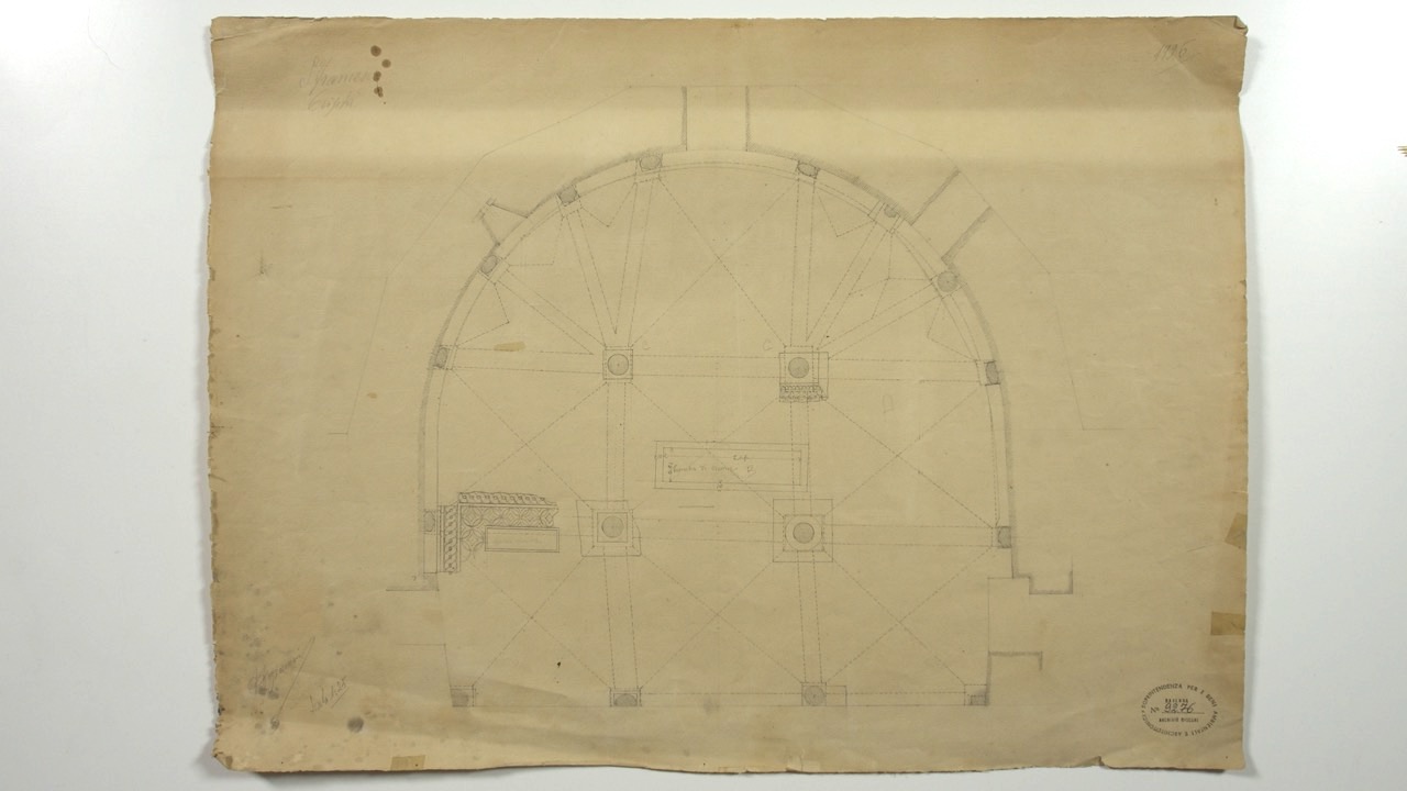 disegno architettonico, Pianta della cripta della basilica di San Francesco di Ravenna di Azzaroni, Alessandro (XX)