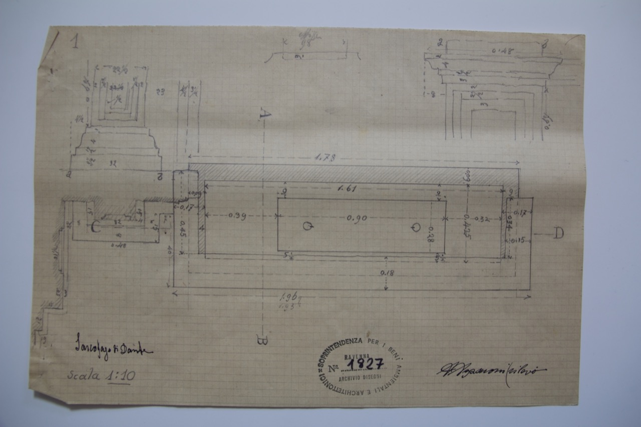 disegno architettonico, Rilievo del sarcofago della Tomba di Dante di Ravenna di Azzaroni, Alessandro (XX)