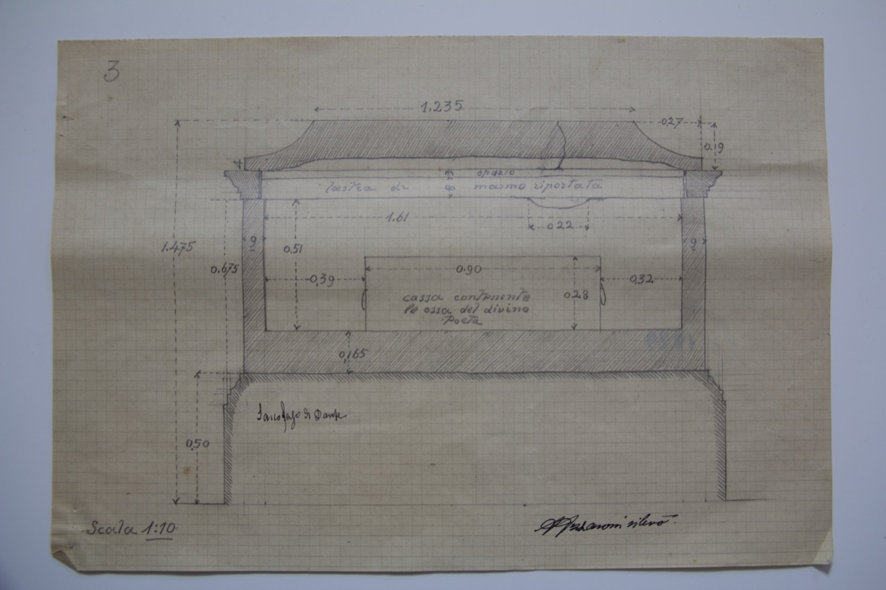 disegno architettonico, Rilievo del sarcofago della Tomba di Dante di Ravenna di Azzaroni, Alessandro (XX)