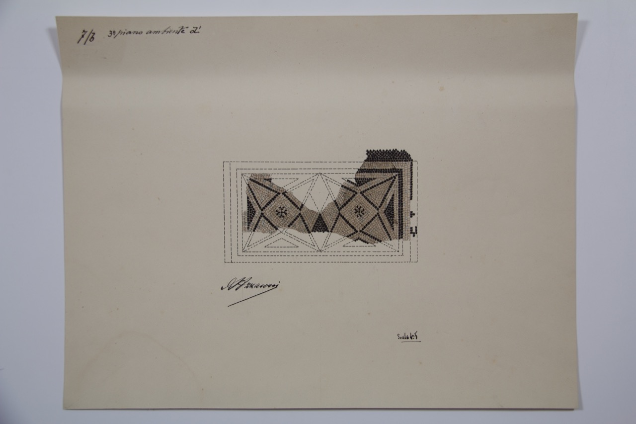 disegno architettonico, Rilievi di lacerto musivo - 3° piano del palazzo di Teodorico di Ravenna di Azzaroni, Alessandro (XX)