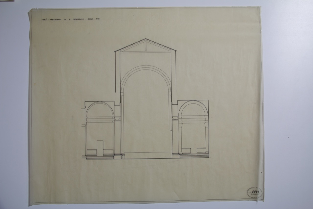 disegno architettonico, Presbiterio della abbazia di San Mercuriale di Forlì di Anonimo italiano (XIX-XX)