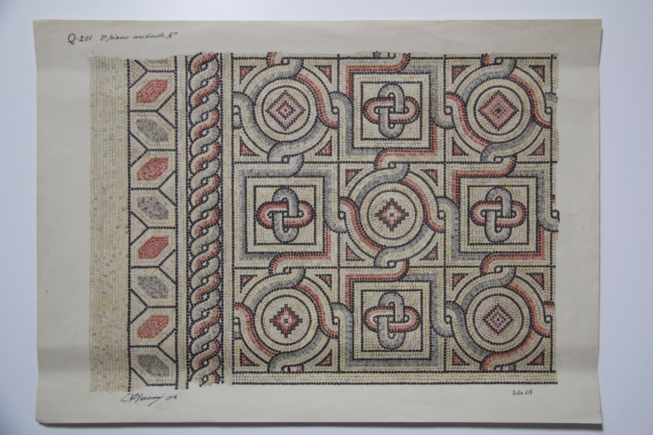 disegno architettonico, Rilievi di lacerto musivo - 3° piano del palazzo di Teodorico di Ravenna di Azzaroni, Alessandro (XX)