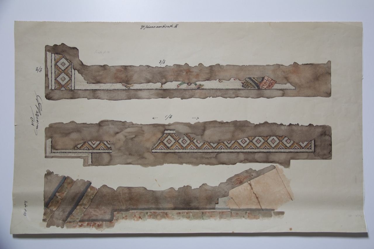 disegno architettonico, Rilievi di lacerto musivo - 3° piano del palazzo di Teodorico di Ravenna di Azzaroni, Alessandro (XX)