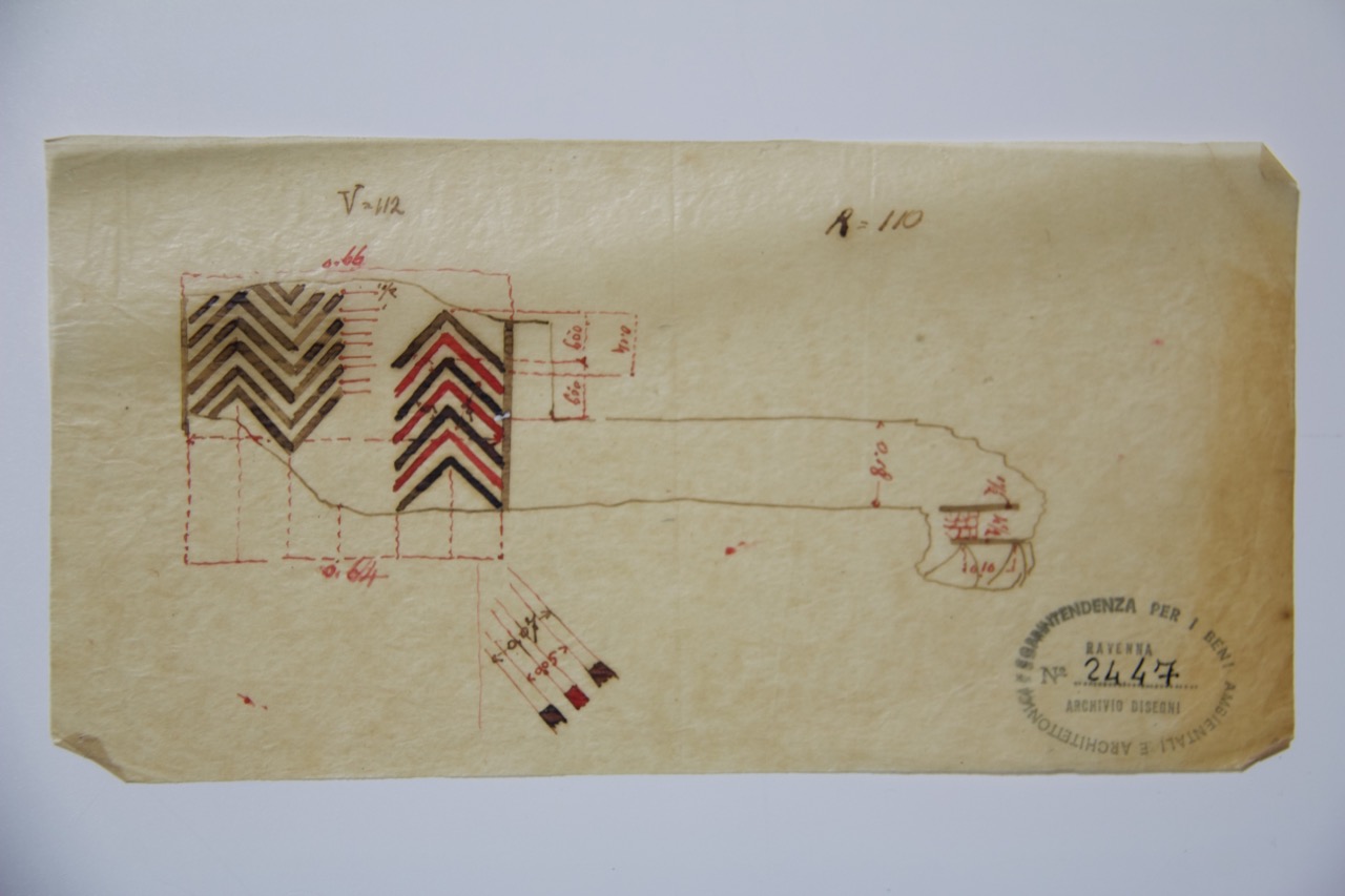 disegno architettonico, Rilievi di lacerto musivo del palazzo di Teodorico di Ravenna di Anonimo italiano (XX)