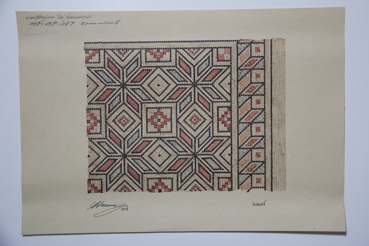 disegno architettonico, Rilievo di mosaico pavimentale del palazzo di Teodorico di Ravenna di Azzaroni, Alessandro (XX)