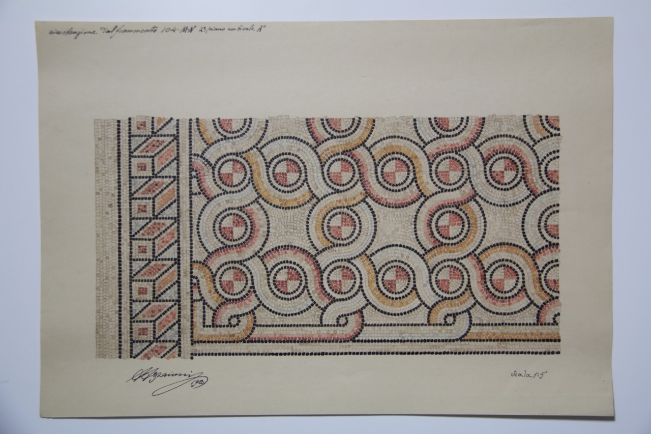 disegno architettonico, Ricostruzione del frammento 104-M.N. – 2° piano ambiente A del palazzo di Teodorico di Ravenna di Azzaroni, Alessandro (XX)