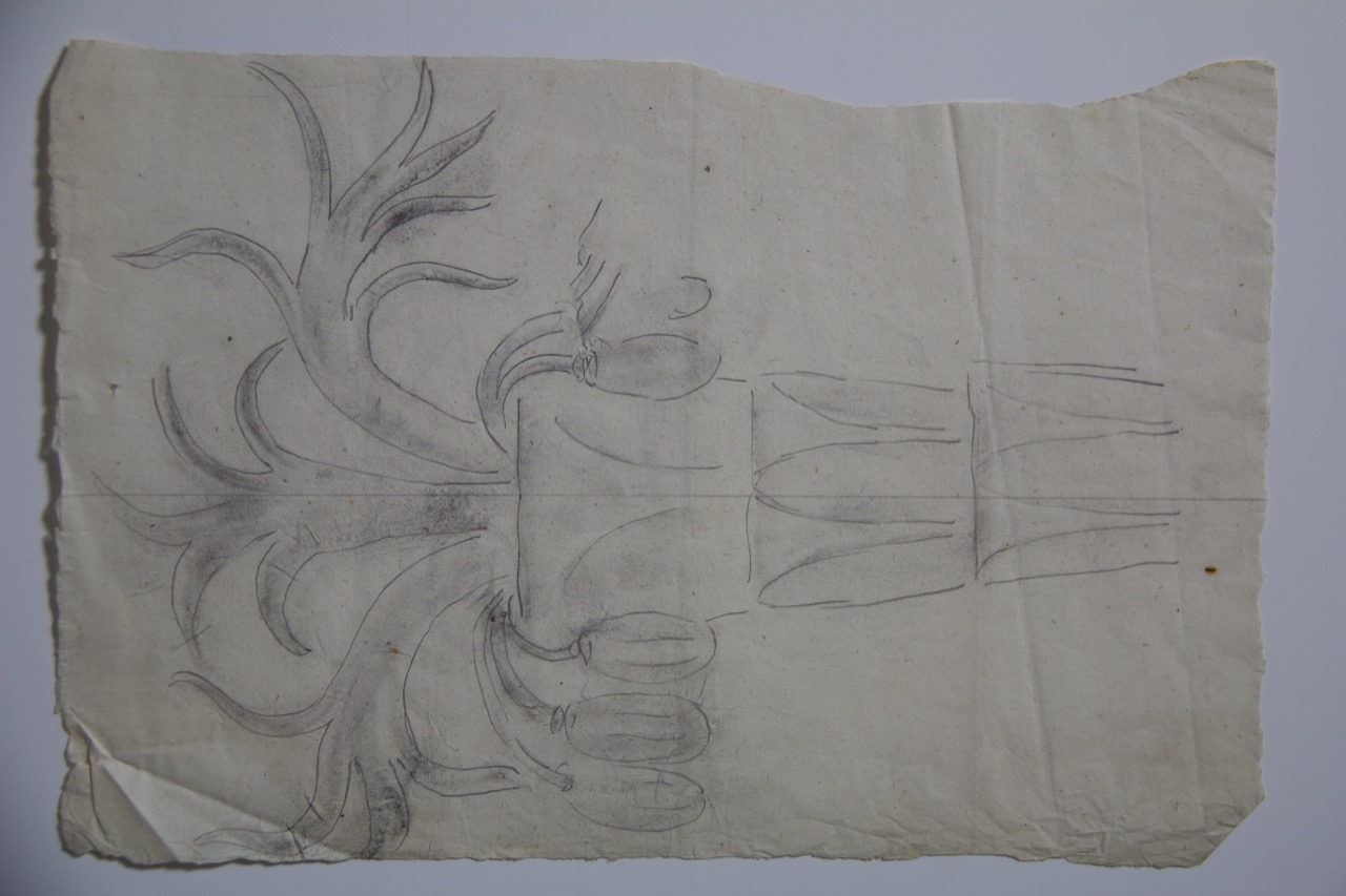 disegno architettonico, Palme decorative del Mausoleo di Galla Placidia (?) di Ravenna di Anonimo italiano (XX)