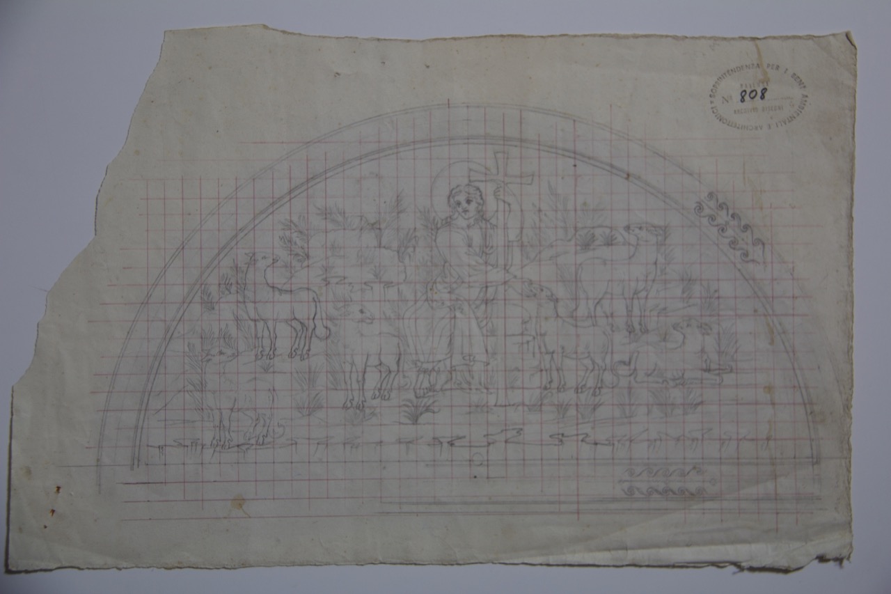 disegno architettonico, Lunettone del Buon Pastore del Mausoleo di Galla Placidia di Ravenna di Anonimo italiano (XX)