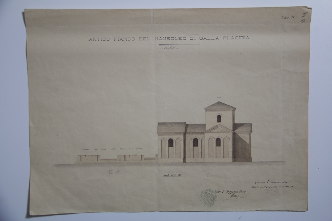 disegno architettonico, Antico fianco del Mausoleo di Galla Placidia di Ravenna di Ranuzzi, Alessandro (XIX)