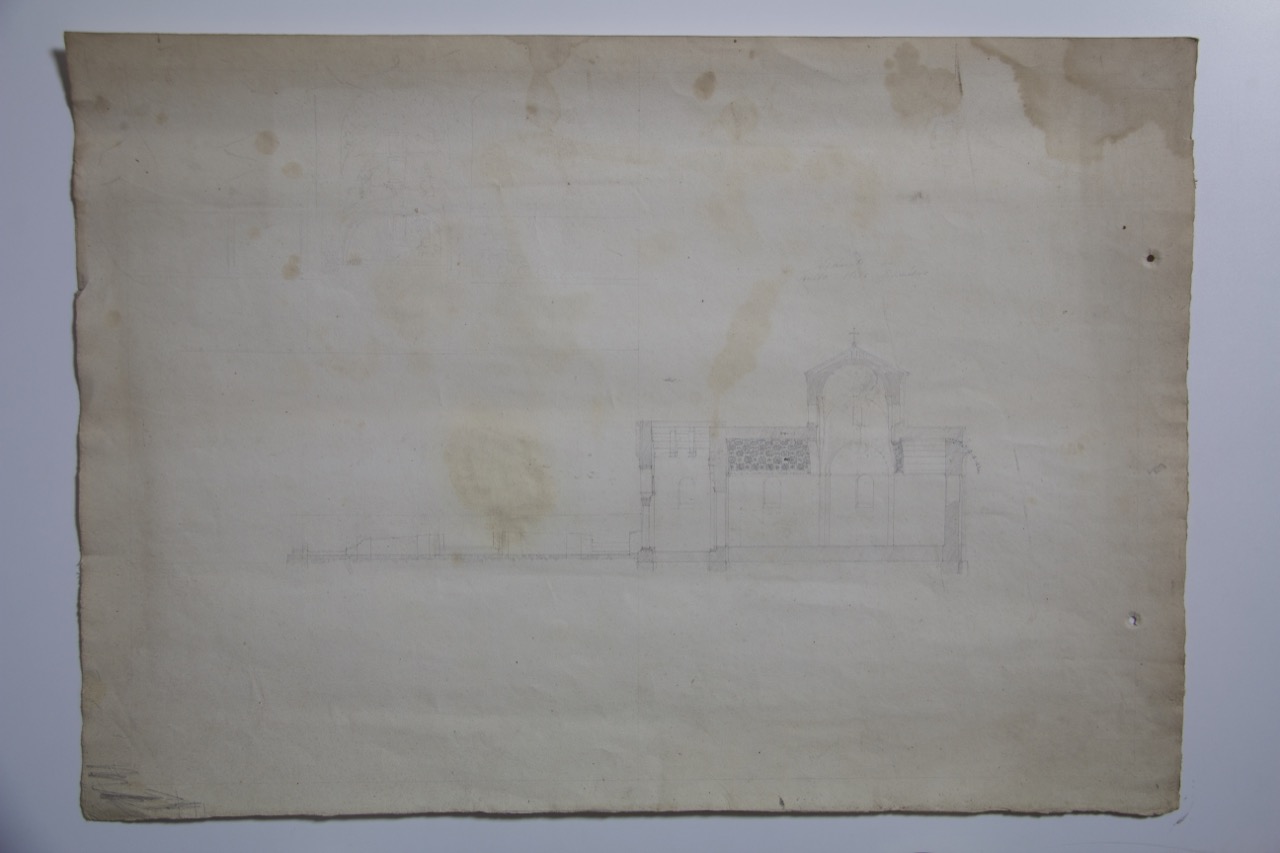 disegno architettonico, Sezione trasversale del Mausoleo di Galla Placidia di Ravenna di Anonimo italiano (XX)