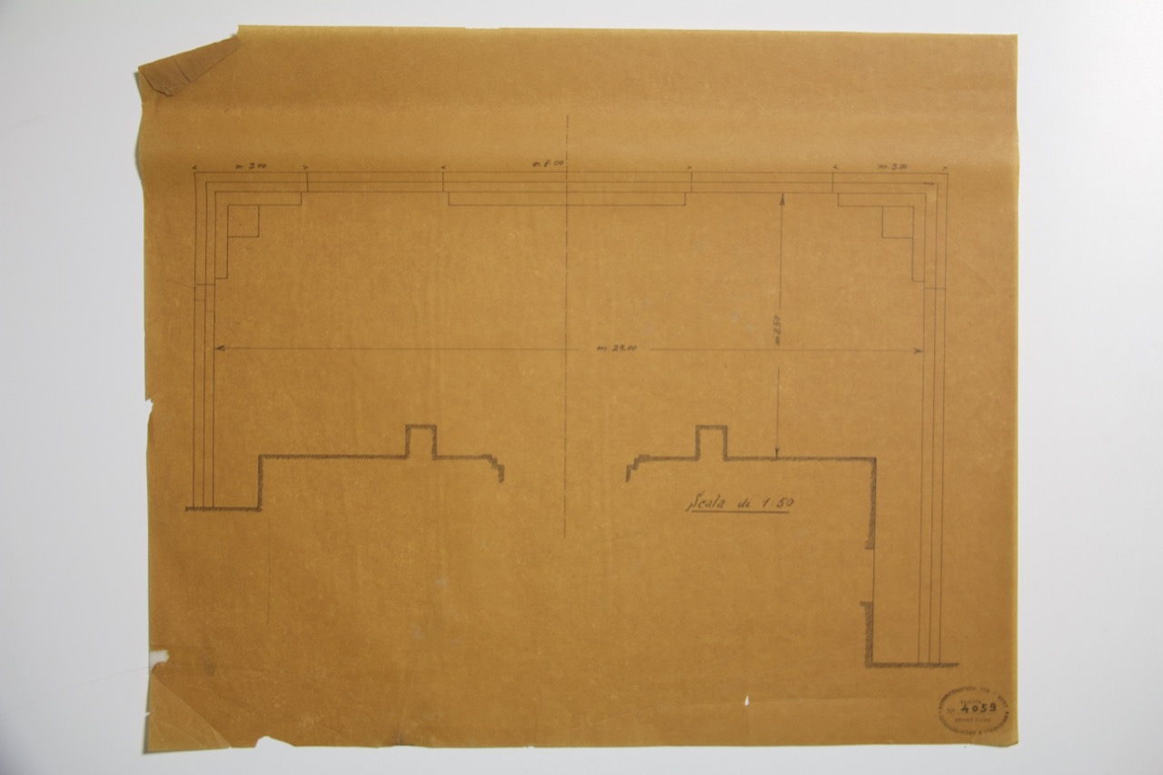 disegno architettonico, Fronte e piazzale della abbazia di San Mercuriale di Forlì di Anonimo italiano (XIX-XX)