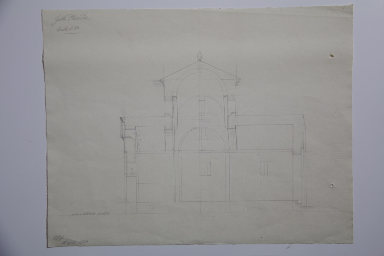 disegno architettonico, Sezione trasversale del Mausoleo di Galla Placidia di Ravenna di Azzaroni, Alessandro (XX)