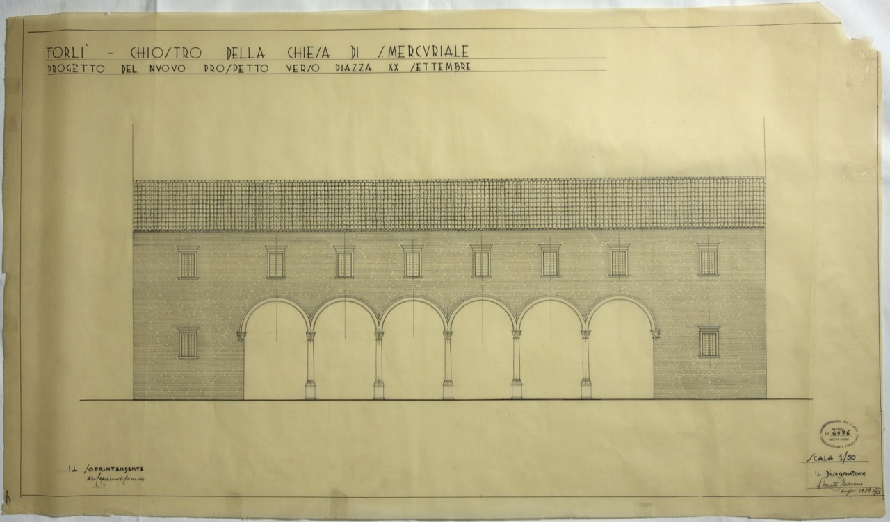 disegno architettonico, Chiostro della abbazia di San Mercuriale di Forlì di Farroni, Renato (XX)
