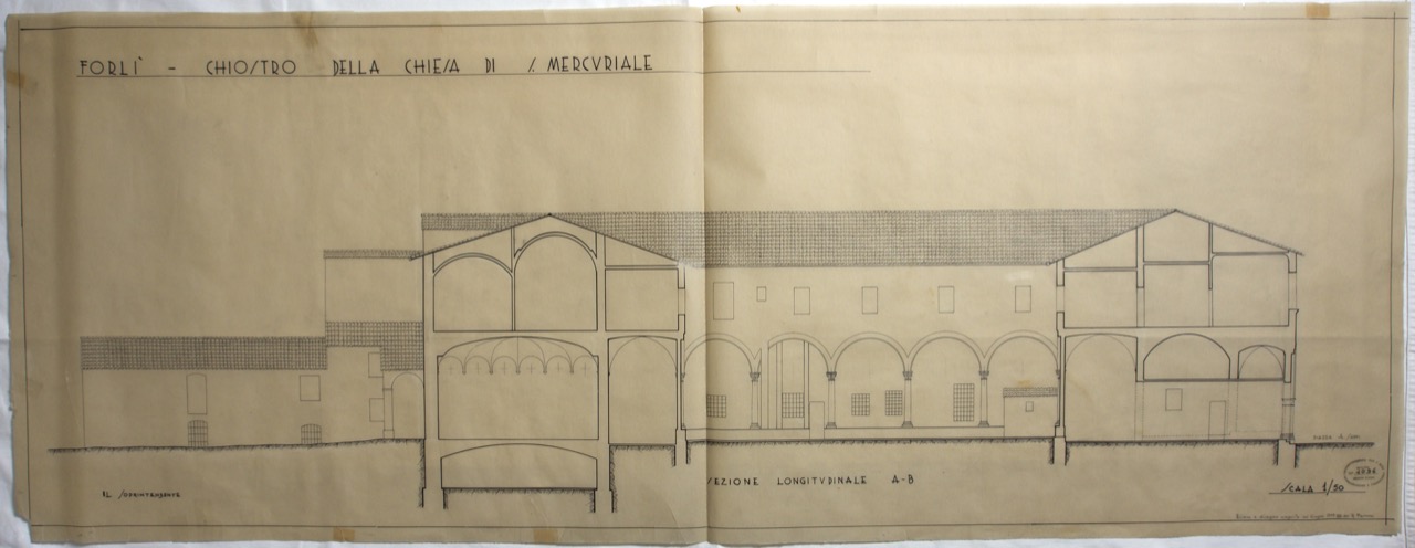 disegno architettonico, Chiostro della abbazia di San Mercuriale di Forlì di Farroni, Renato (XX)