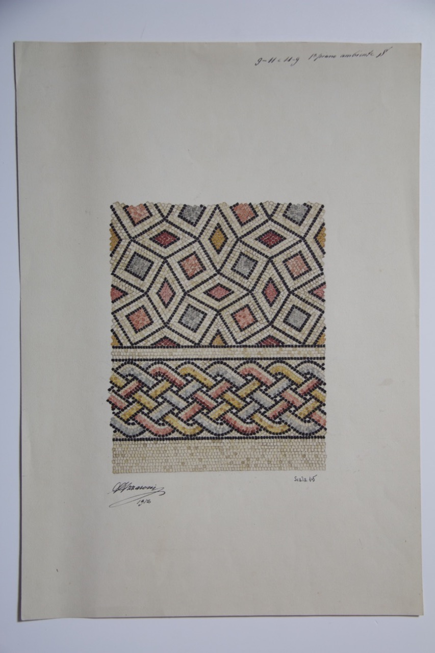 disegno architettonico, Pavimento musivo del palazzo di Teodorico di Ravenna - 1° piano di Azzaroni, Alessandro (XX)