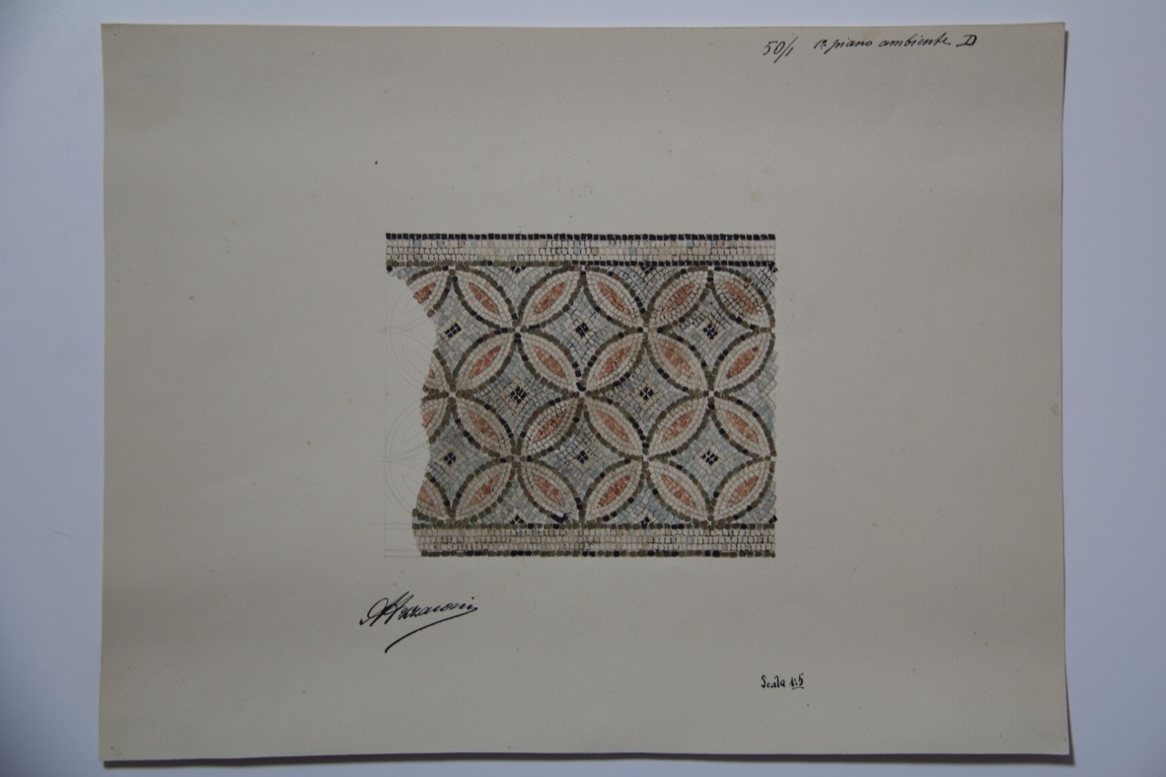 disegno architettonico, Pavimento musivo del palazzo di Teodorico di Ravenna - 1° piano di Azzaroni, Alessandro (XX)