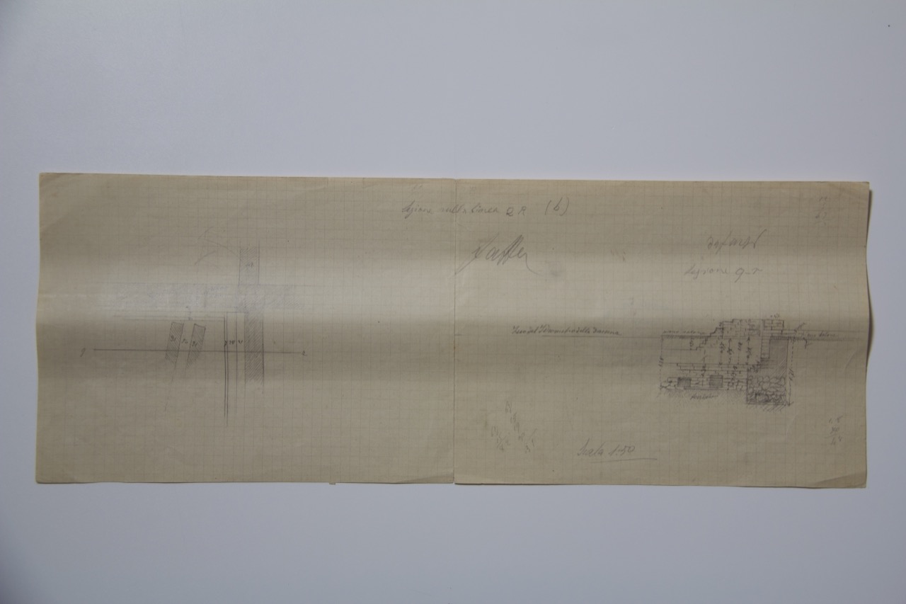 disegno architettonico, Sezione di un rilievo del palazzo di Teodorico di Ravenna di Anonimo italiano (XX)