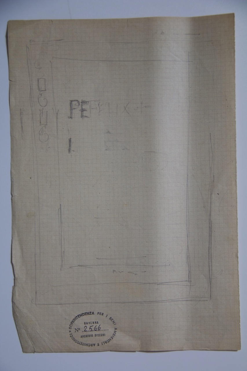 disegno architettonico, Sezione e pianta del palazzo di Teodorico di Ravenna di Azzaroni, Alessandro (XX)