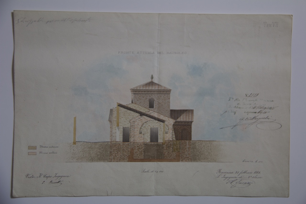disegno architettonico, Fronte del Mausoleo di Galla Placidia di Ravenna di Ranuzzi, Alessandro (XIX)