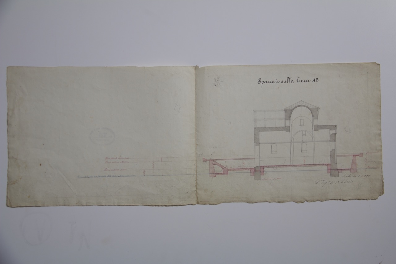 disegno architettonico, Sezione con spaccato del Mausoleo di Galla Placidia di Ravenna di Anonimo italiano (XIX-XX)