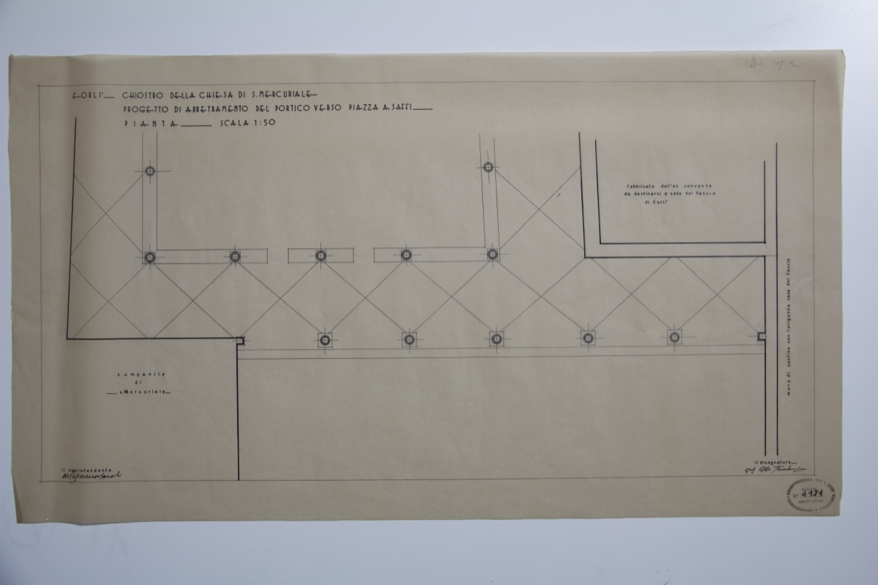 disegno architettonico, Progetto di arretramento del portico della abbazia di San Mercuriale di Forlì di Tamburini, Aldo (XX)