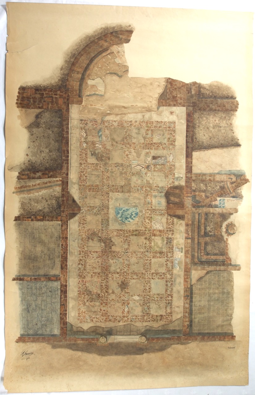 disegno architettonico, Pavimento dell'ambiente absidato del Palazzo di Teodorico di Ravenna di Azzaroni, Alessandro (XX)